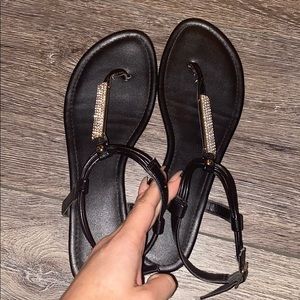 Black rhinestone sandals guess
